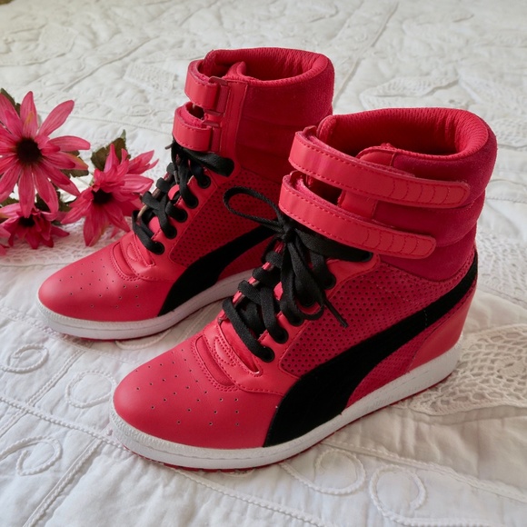 Puma Shoes - Like new! Puma Sky Wedge Sneakers Virtual Pink Sz9